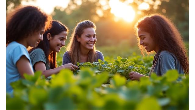 Jovens satisfeitos em um programa educacional ao ar livre