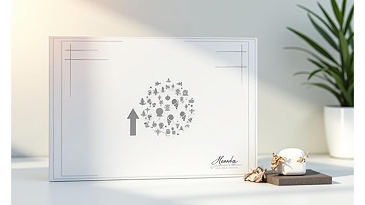 Um painel de certificação digital ou um diploma estilizado, com ícones de diversidade e inclusão, simbolizando reconhecimento e competência em liderança inclusiva.