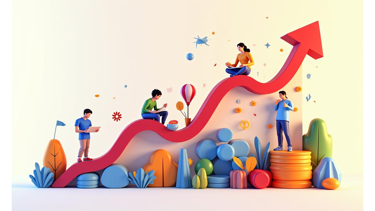 Infográfico visualmente representativo da correlação entre diversidade, equidade, inclusão (DEI) e resultados positivos em projetos sociais, com gráficos demonstrando aumento de captação de recursos e engajamento.